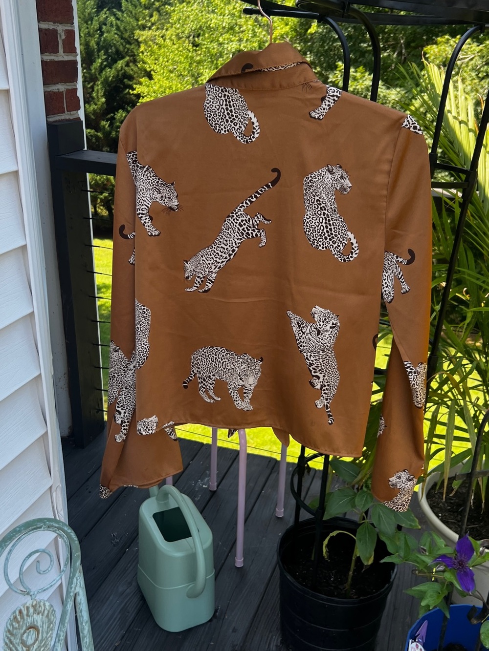 Maison d’Amélie Paris Leopard Print Button Front Blouse Women’s Medium - Picture 7 of 11